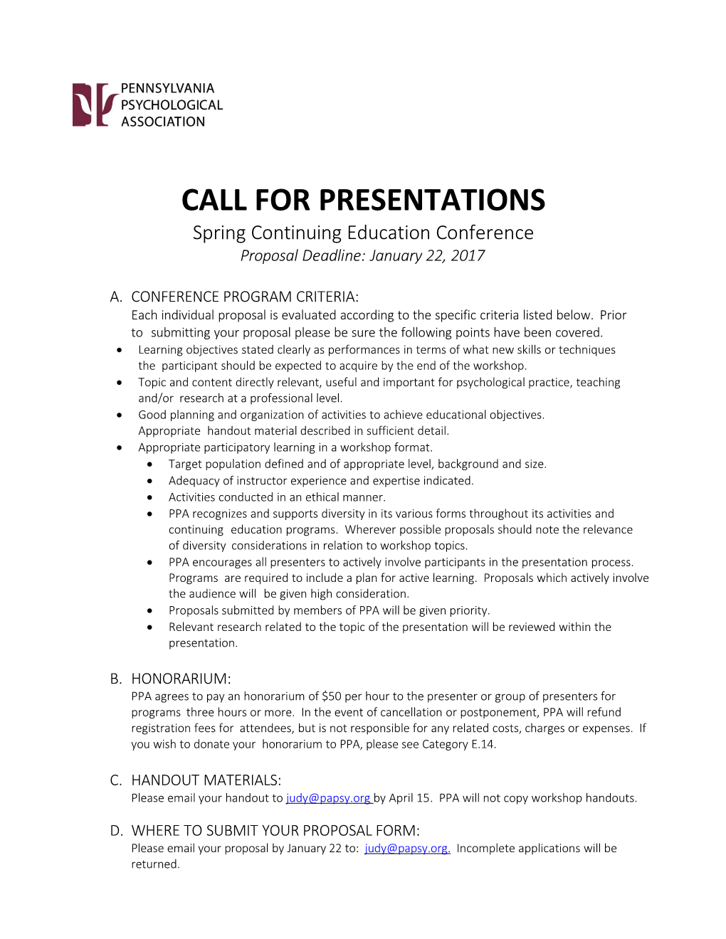 A.Conference Programcriteria