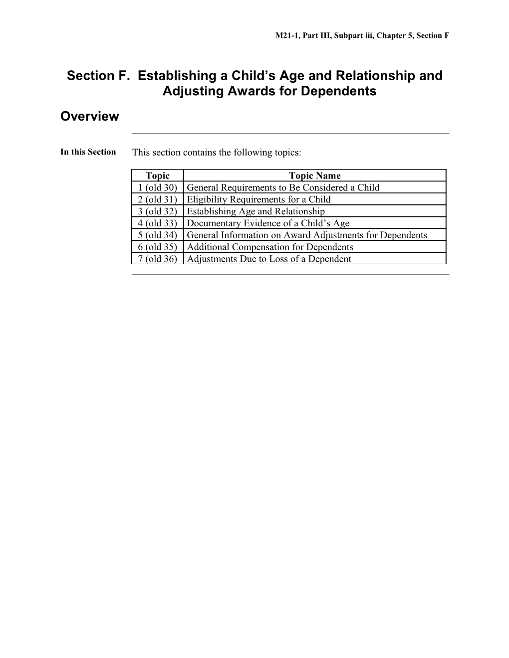 Establishing a Child's Age and Relationship and Adjusting Awards for Dependents (U.S. Department