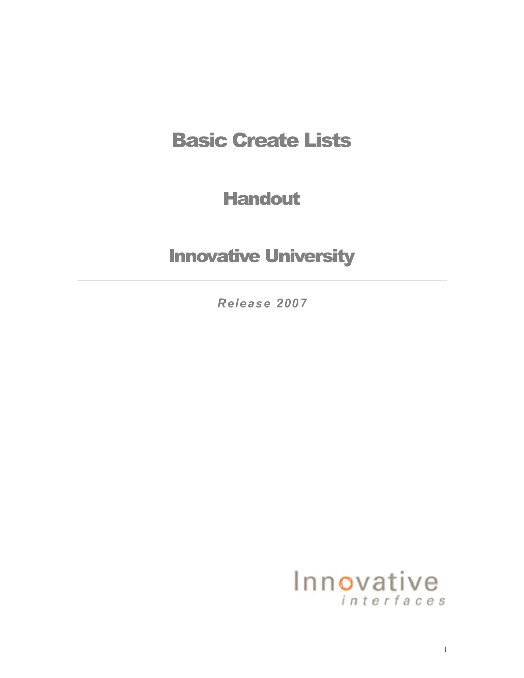 Basic Create Lists