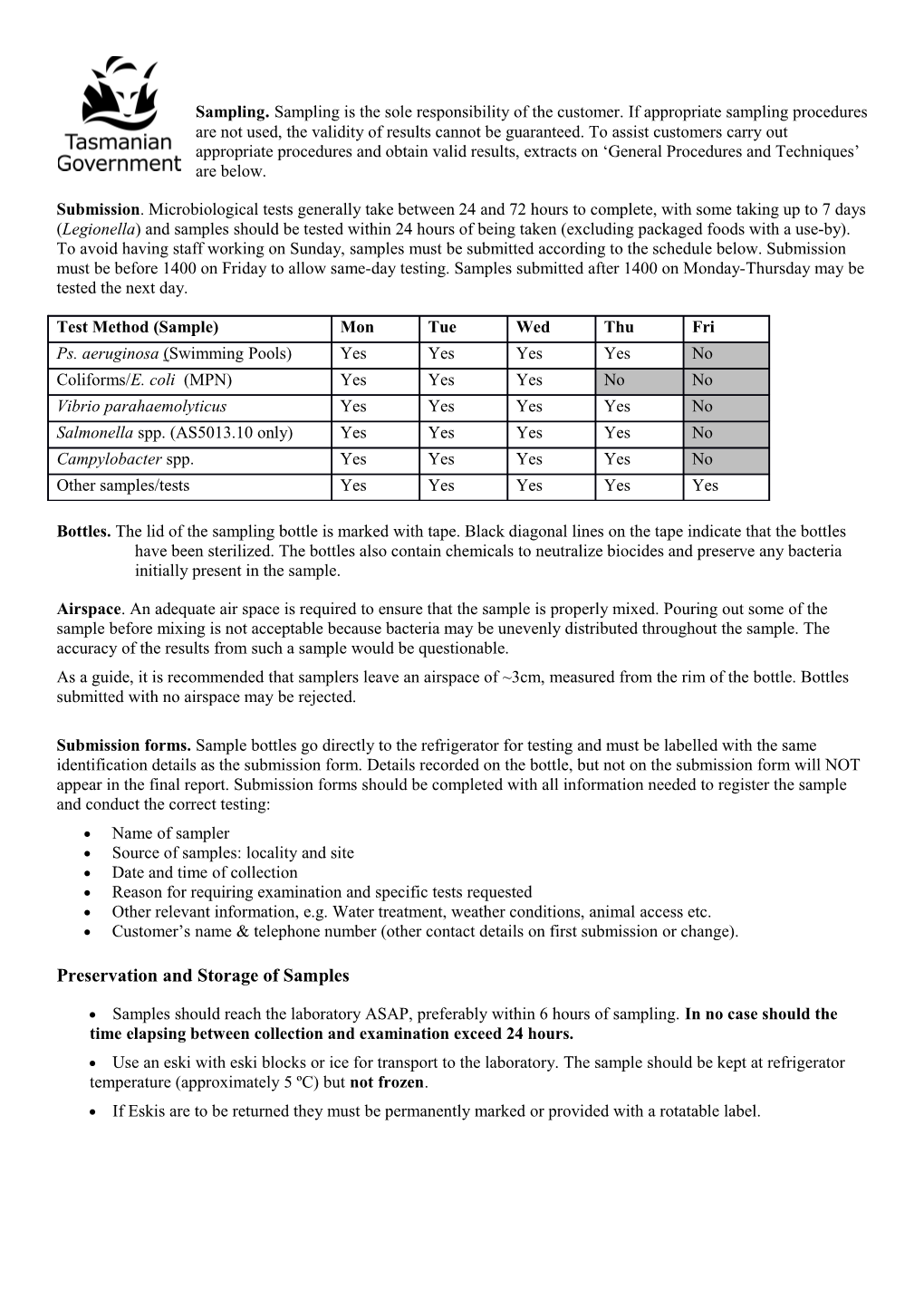 Sampling.Sampling Is the Sole Responsibility of the Customer. If Appropriate Sampling Procedures