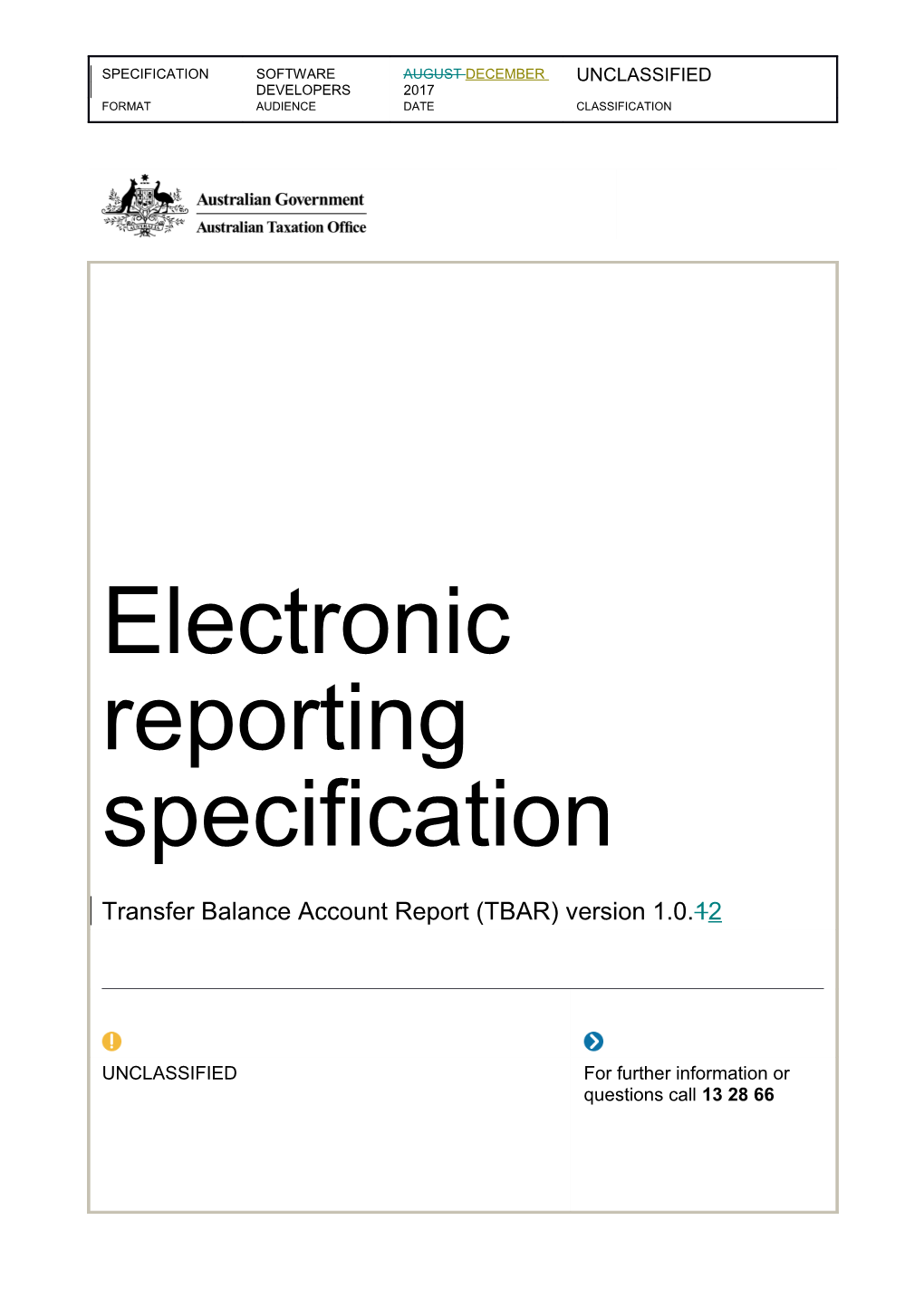 Transfer Balance Account Report (TBAR) Version 1.0.2