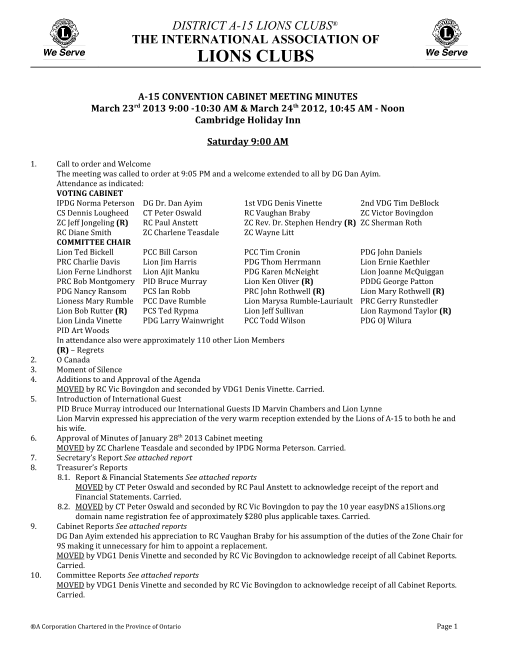 A-15 Convention Cabinet Meetingminutes