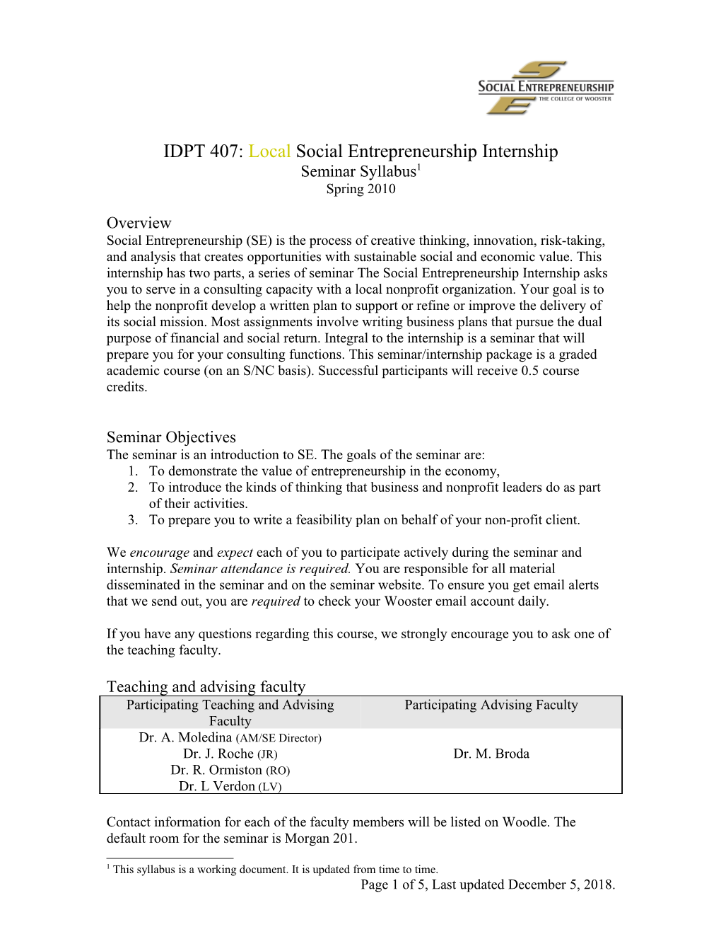 IDPT 407: Localsocial Entrepreneurship Internship