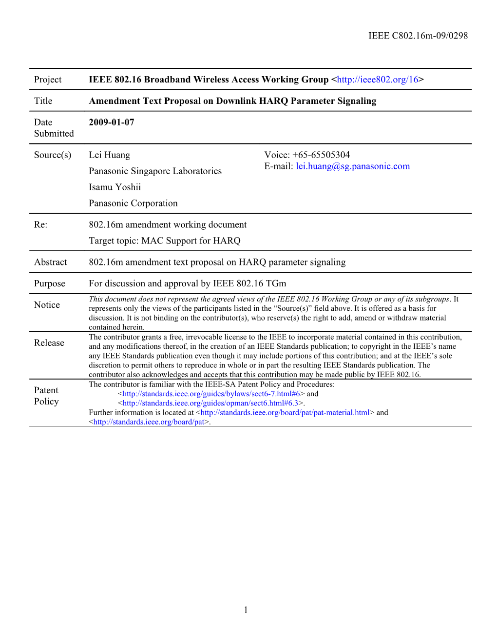 Amendment Text Proposal on Downlink HARQ Parameter Signaling