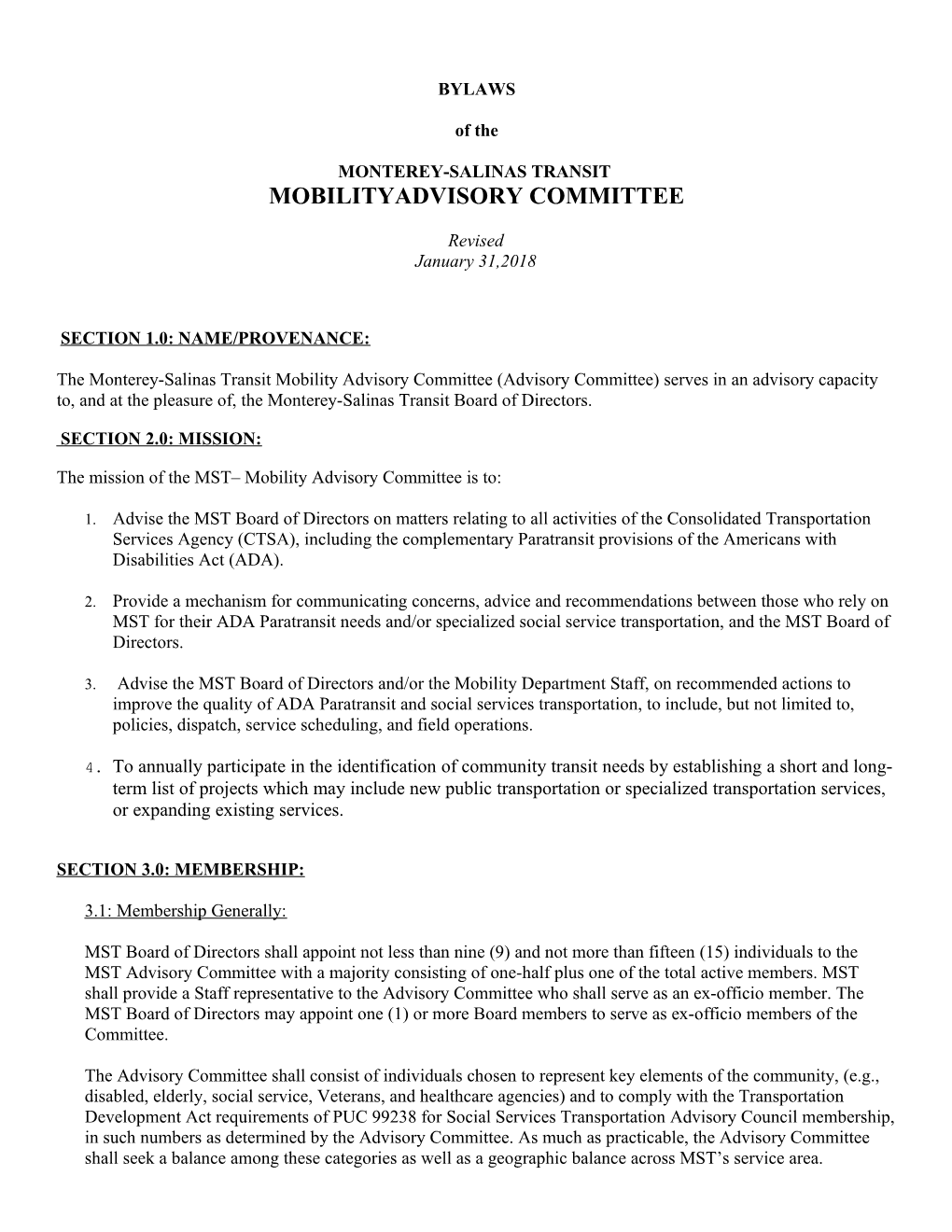 Monterey-Salinas Transit Mobilityadvisory Committee