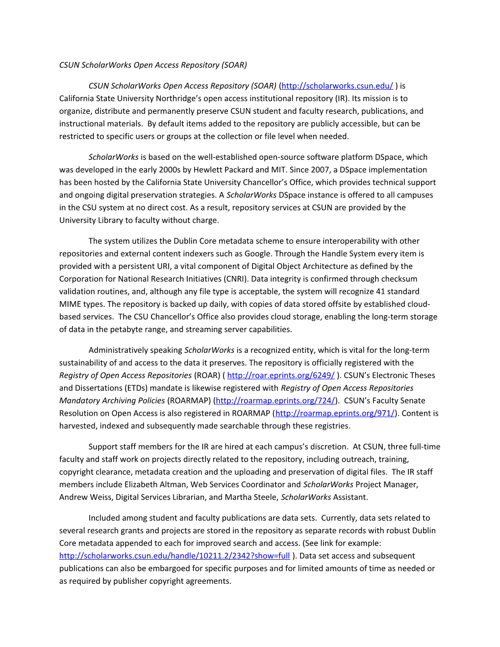 CSUN Scholarworks Open Access Repository (SOAR)