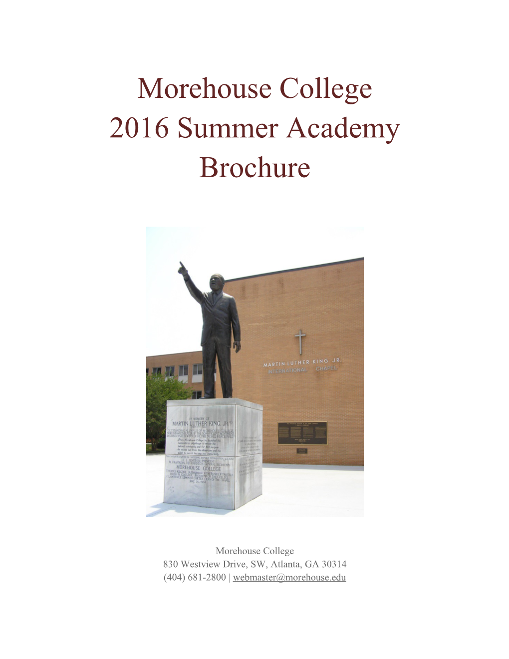 Morehouse College 2014 Summer Academy Brochure