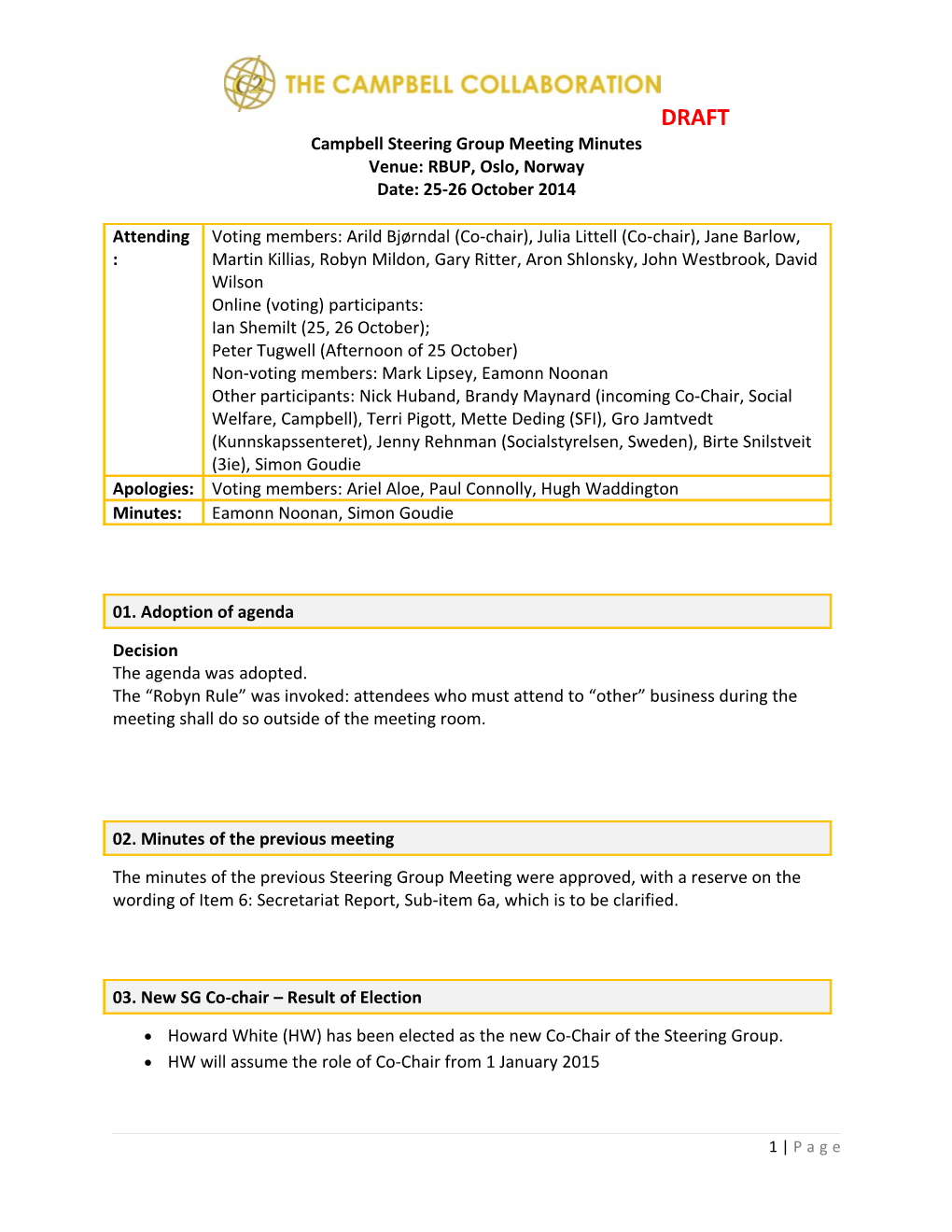 Campbell Steering Group Meeting Minutes