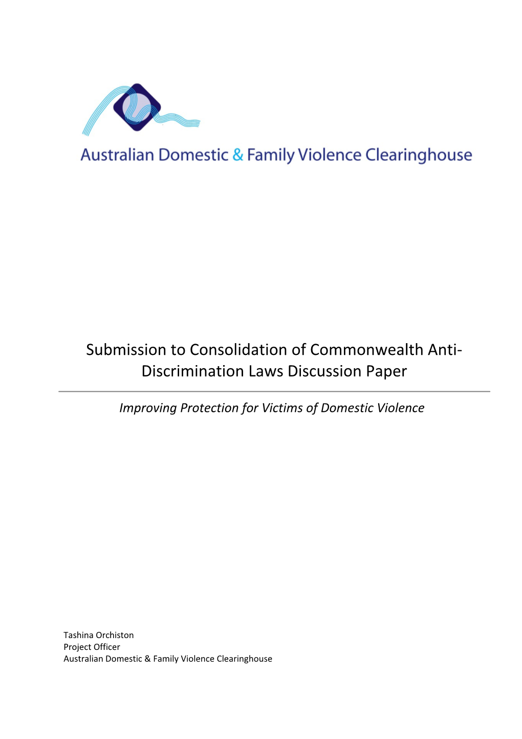 Submission on the Consolidation of Commonwealth Anti-Discrimination Laws - Family Violence