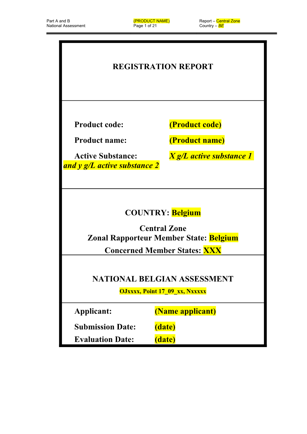 Re-Registration Assessment Report