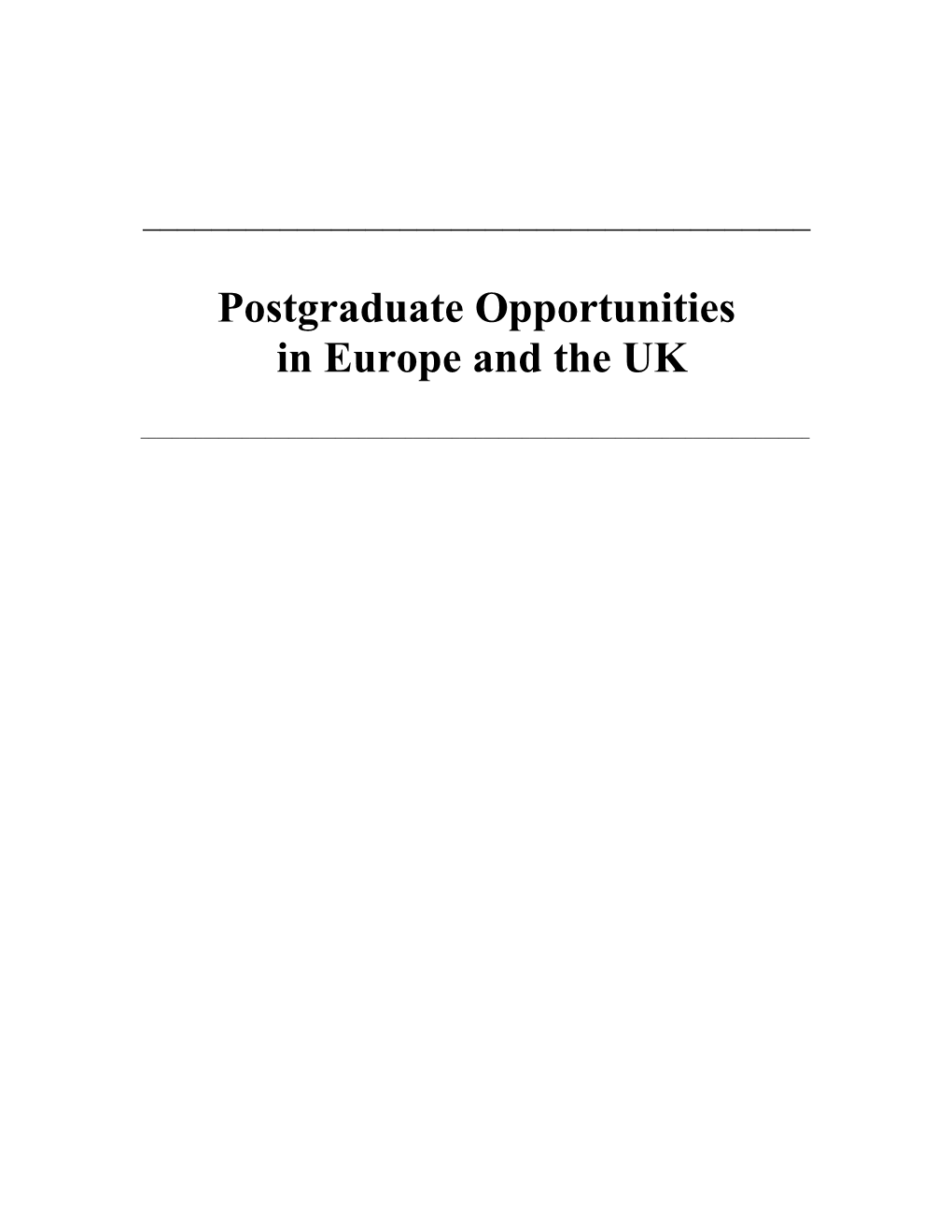 Postgraduate Opportunities