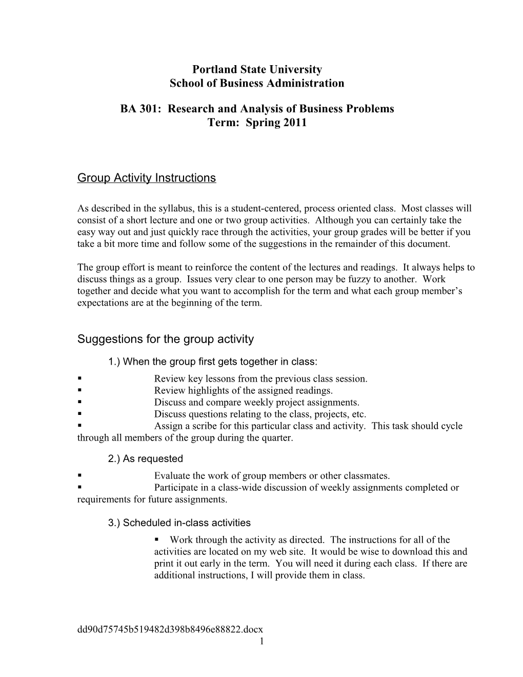Group Activity Instructions