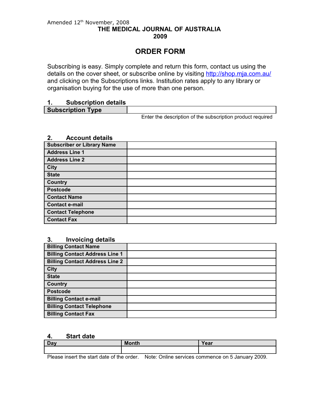 Internurse and Intermid Order Form 2008