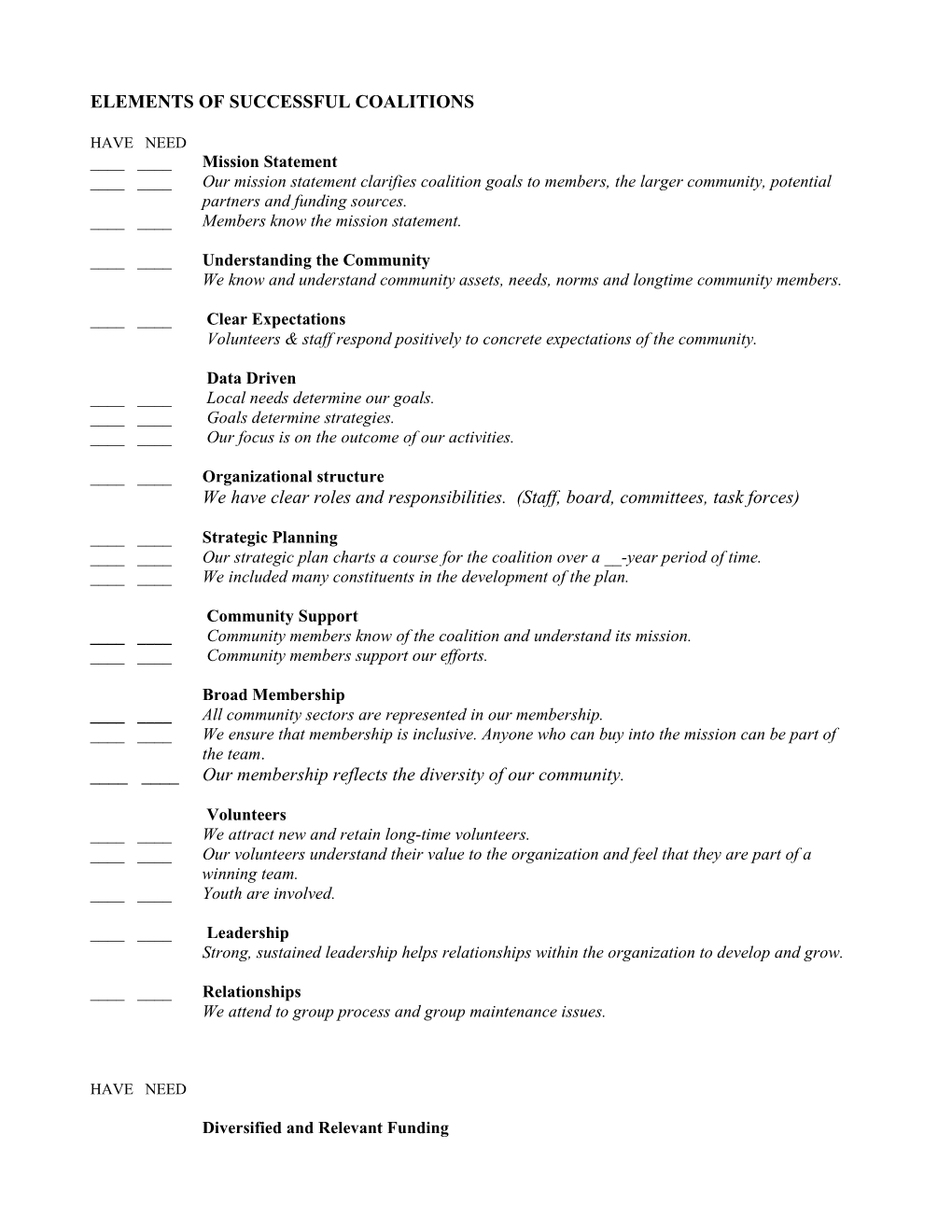 Elements of Successful Coalitions