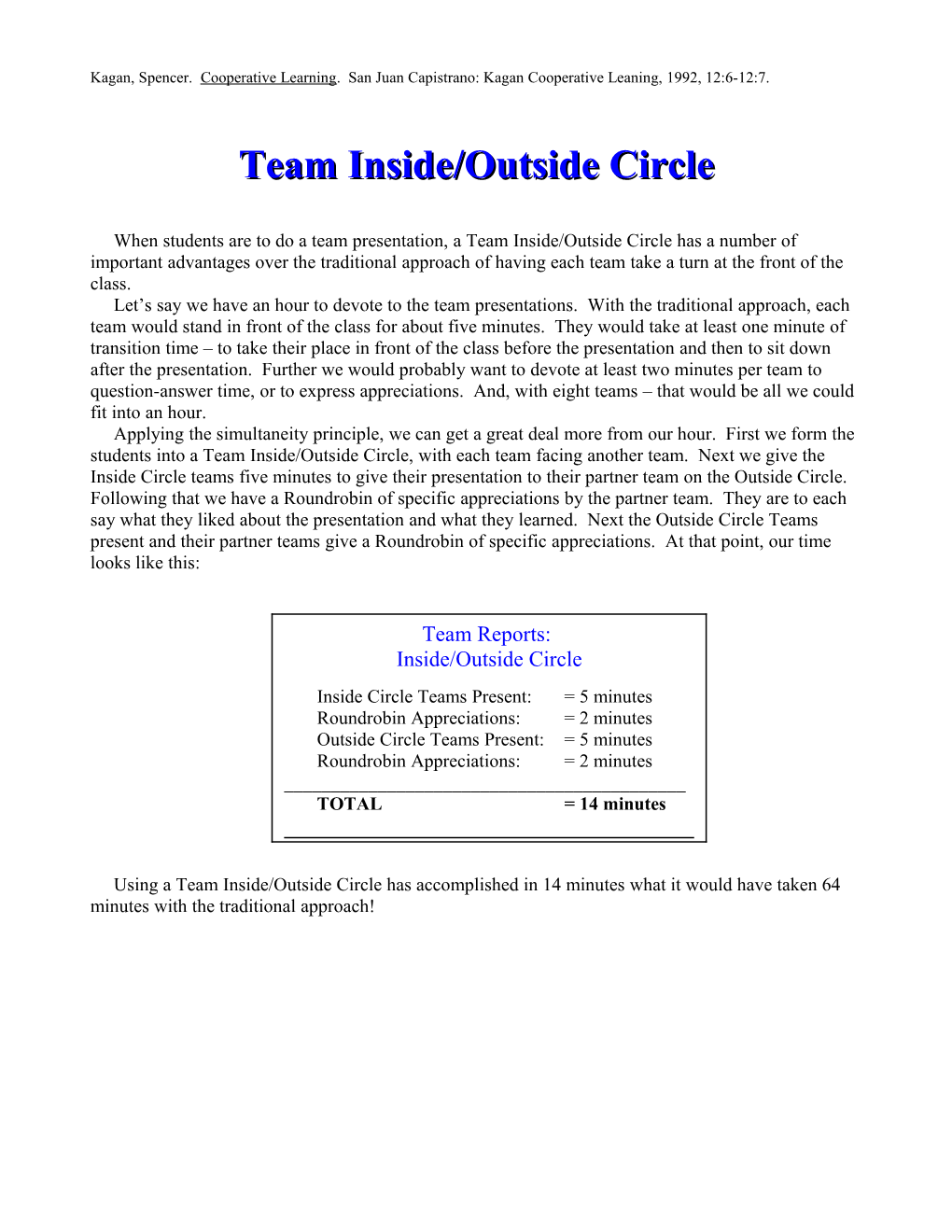 Team Inside/Outside Circle