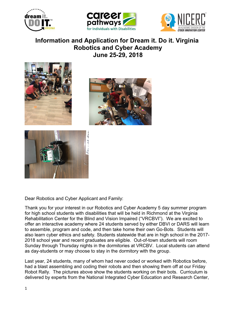 Information and Application for Dream It. Do It. Virginia