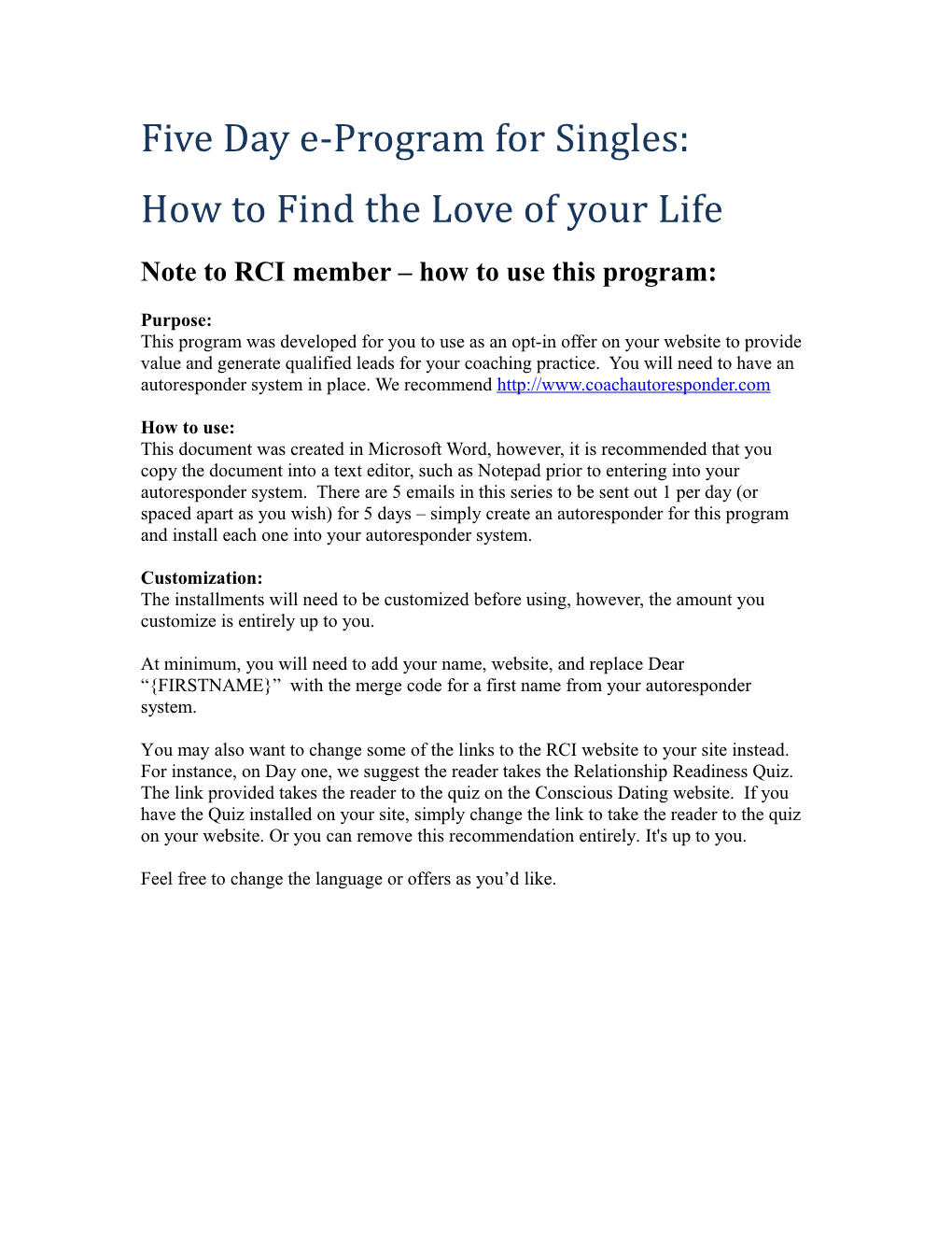 Five Day E-Program for Singles- HOW to FIND YOUR LIFE PARTNER