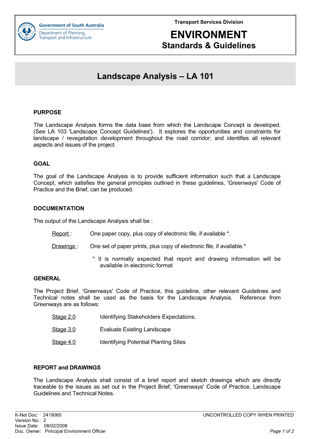 Landscape Analysis LA101