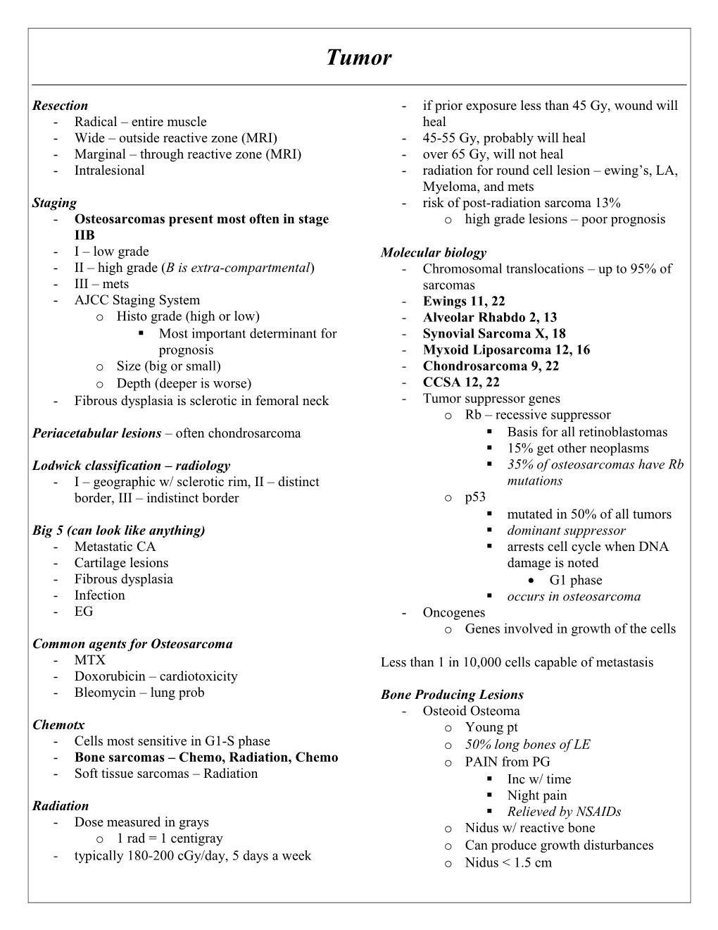 Tumor Miller Review