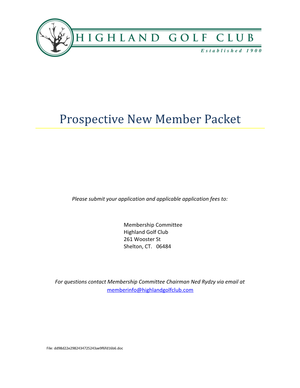 Prospective New Member Packet
