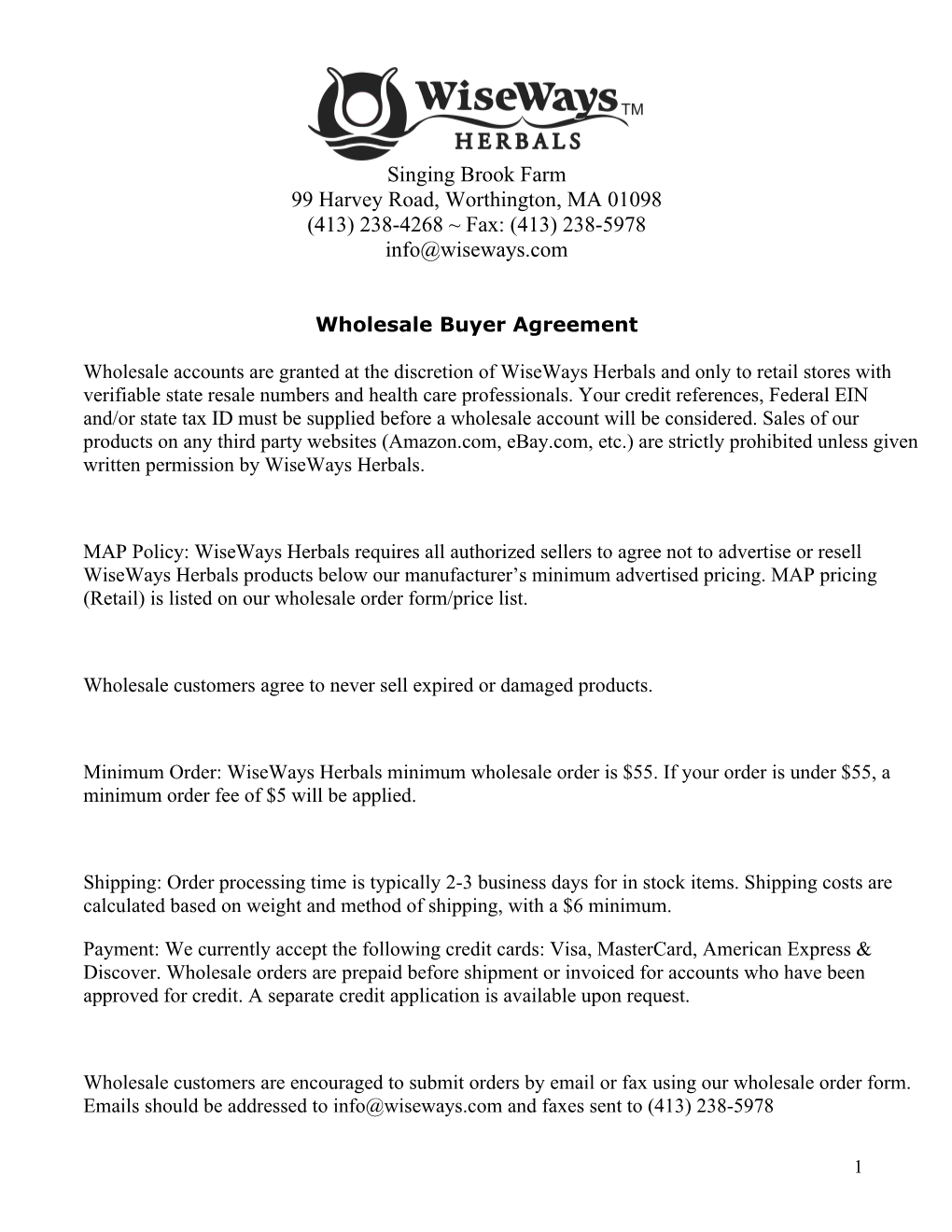 Wholesale Buyer Agreement