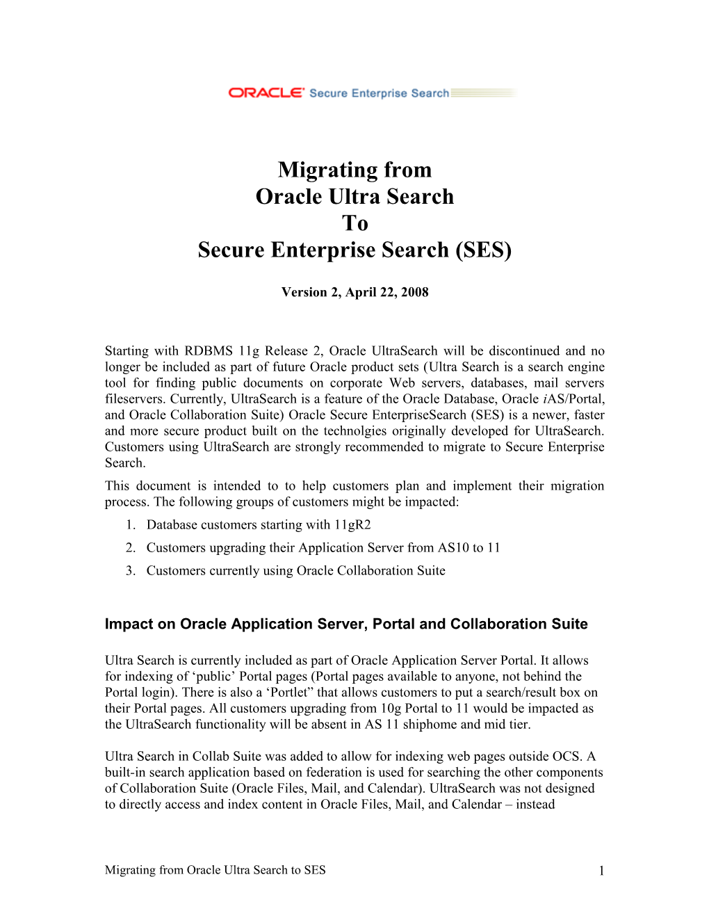 Secure Enterprise Search (SES)