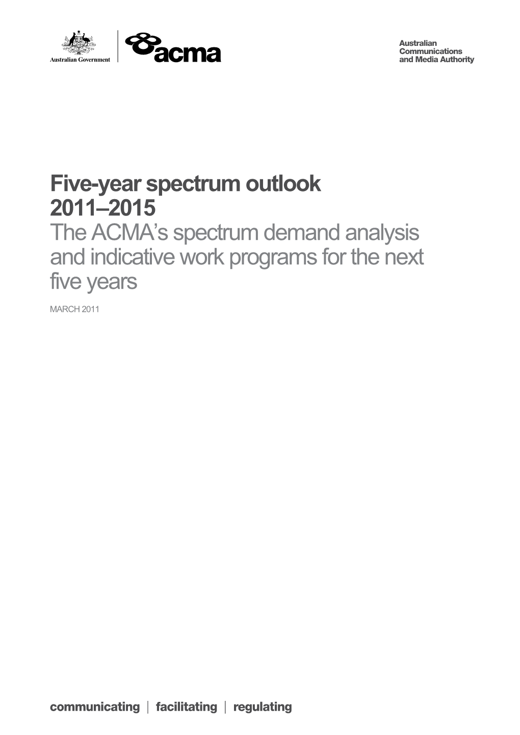 Five-Year Spectrum Outlook 2011-2015