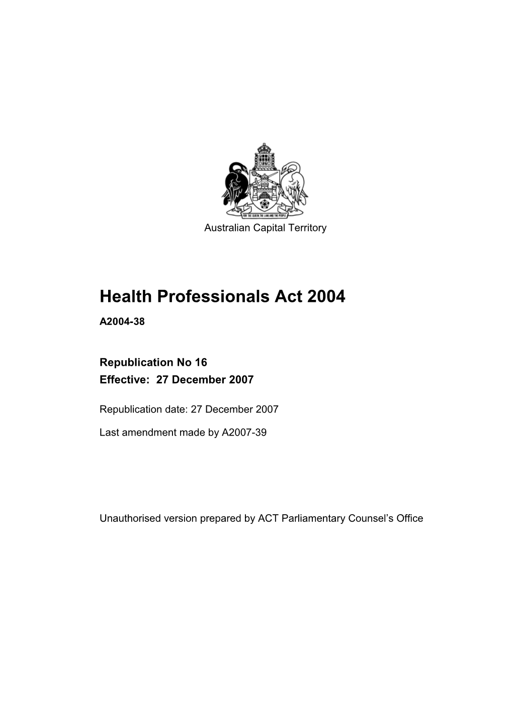 Health Professionals Act 2004