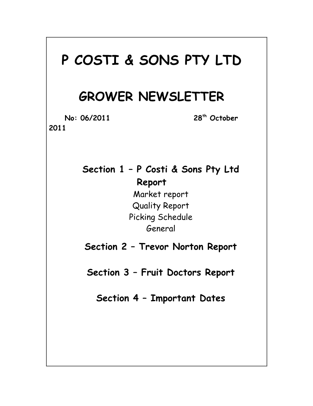 P Costi & Sons Pty Ltd