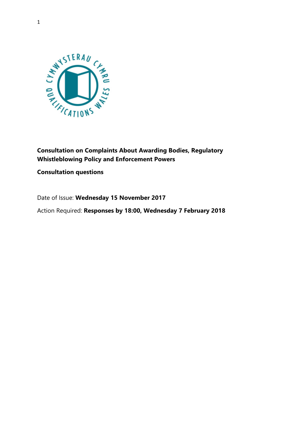 Consultation on Complaints About Awarding Bodies, Regulatory Whistleblowing Policy And