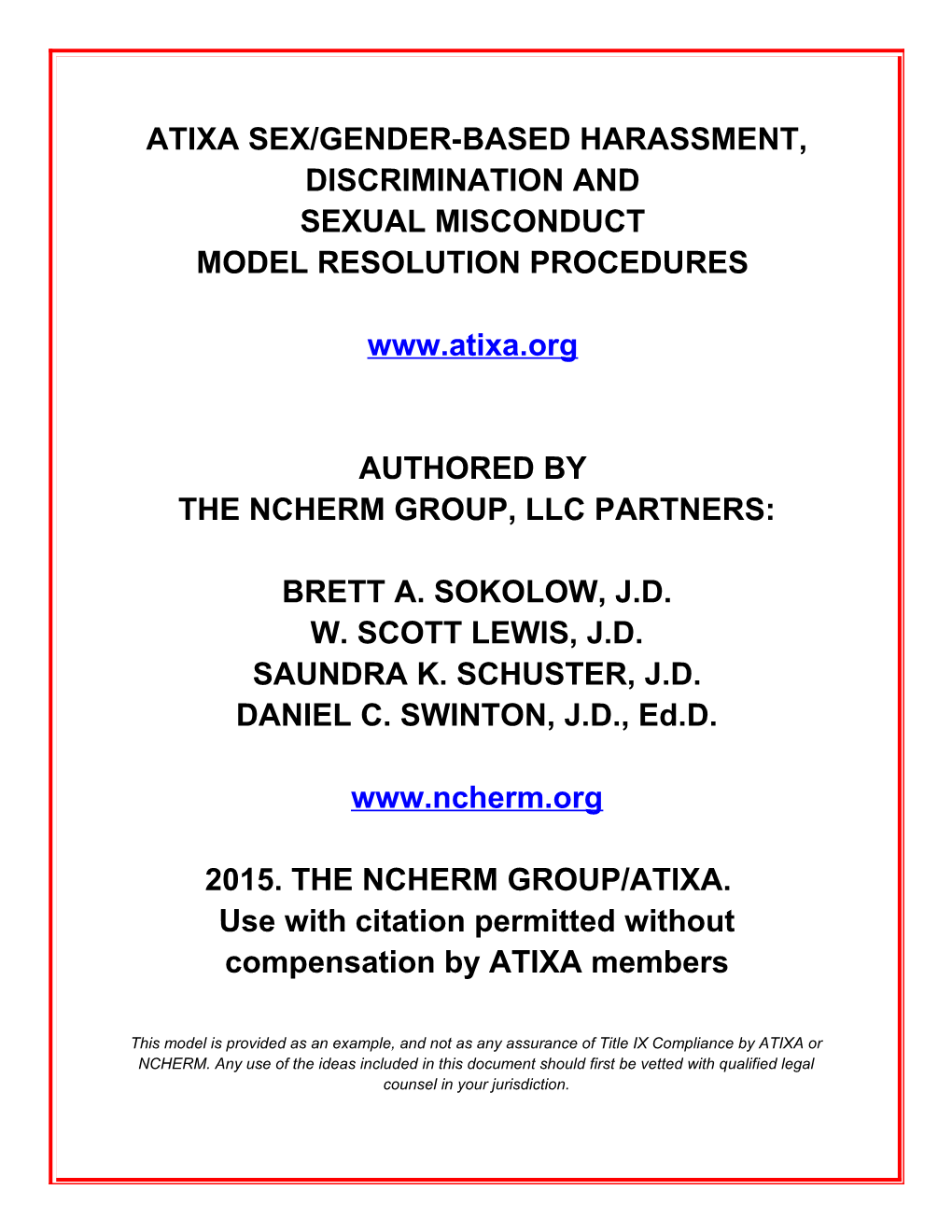 Atixa Sex/Gender-Based Harassment, Discrimination And