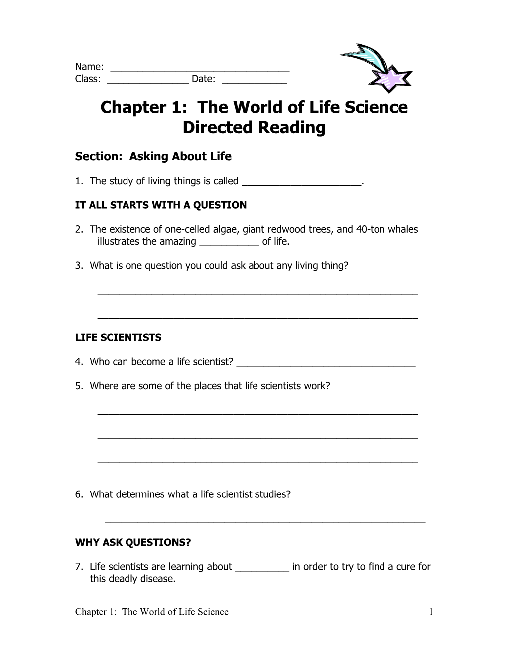 Chapter 1: the World of Life Science