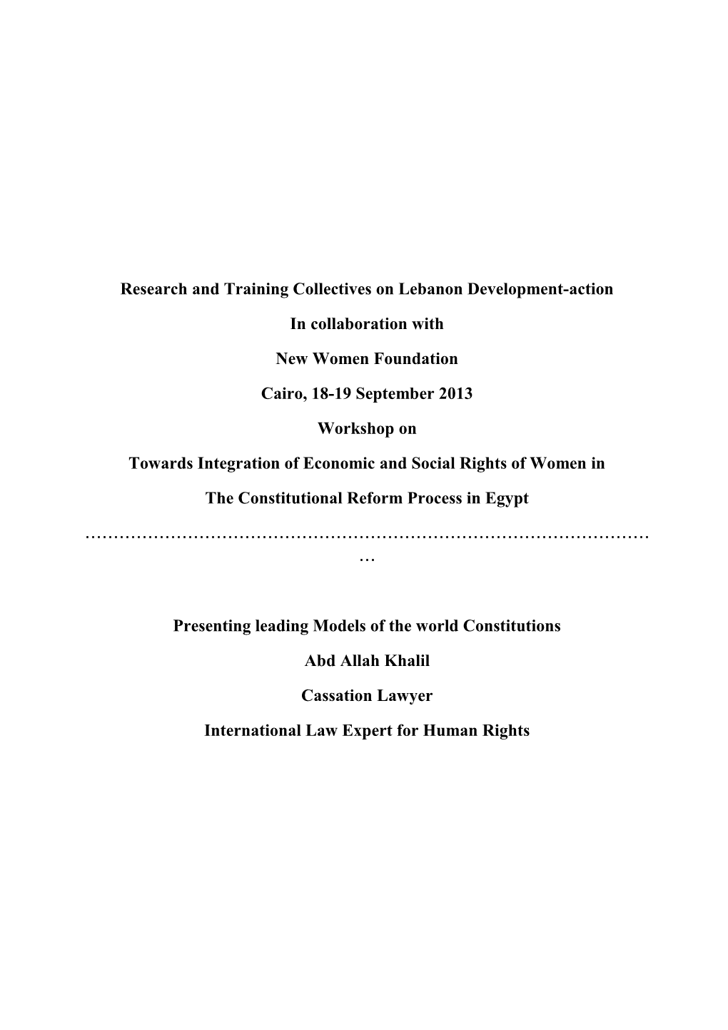 Research and Training Collectives on Lebanon Development-Action
