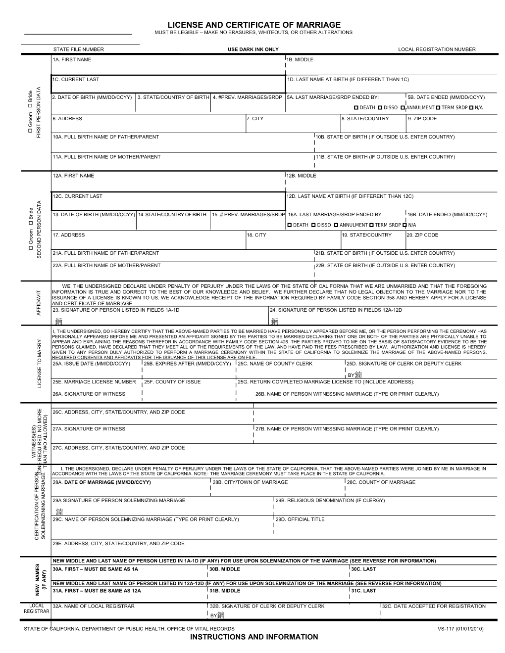 License and Certificate of Marriage