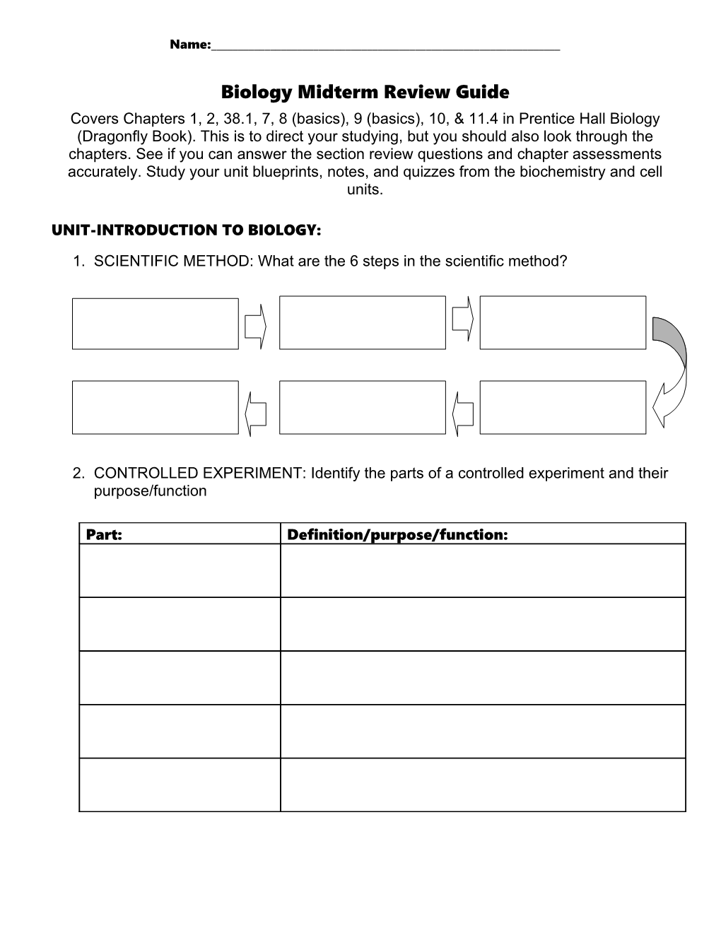 Biology Midterm Review Guide