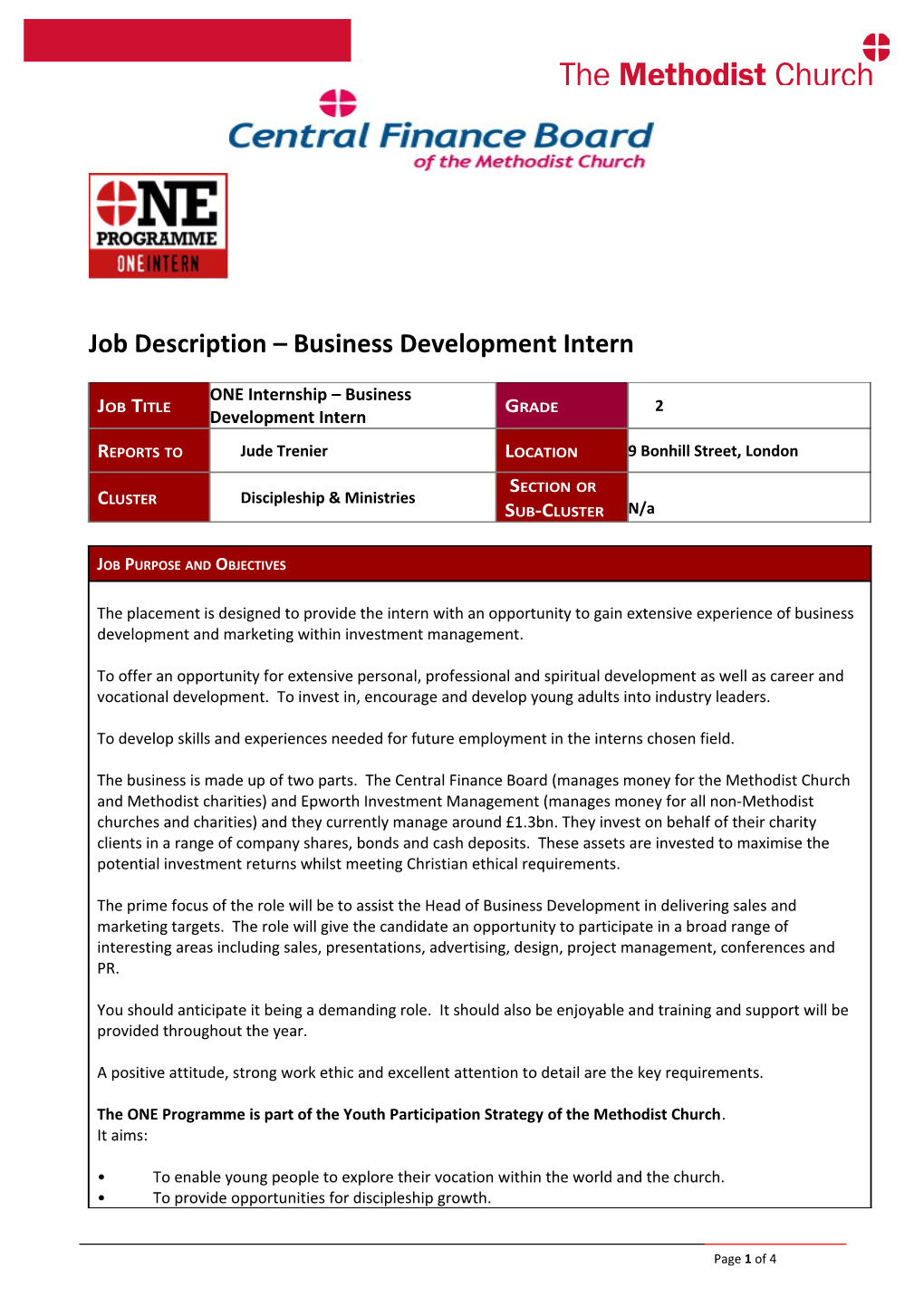 Job Description Business Development Intern