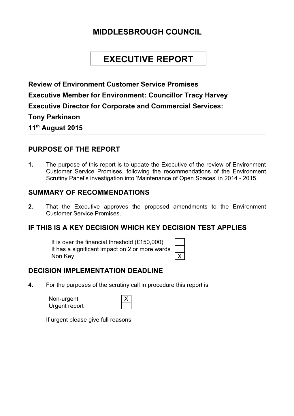 Review of Environment Customer Service Promises