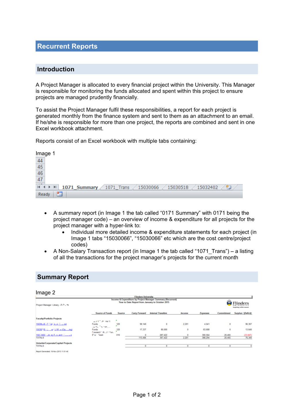 Recurrent Reports