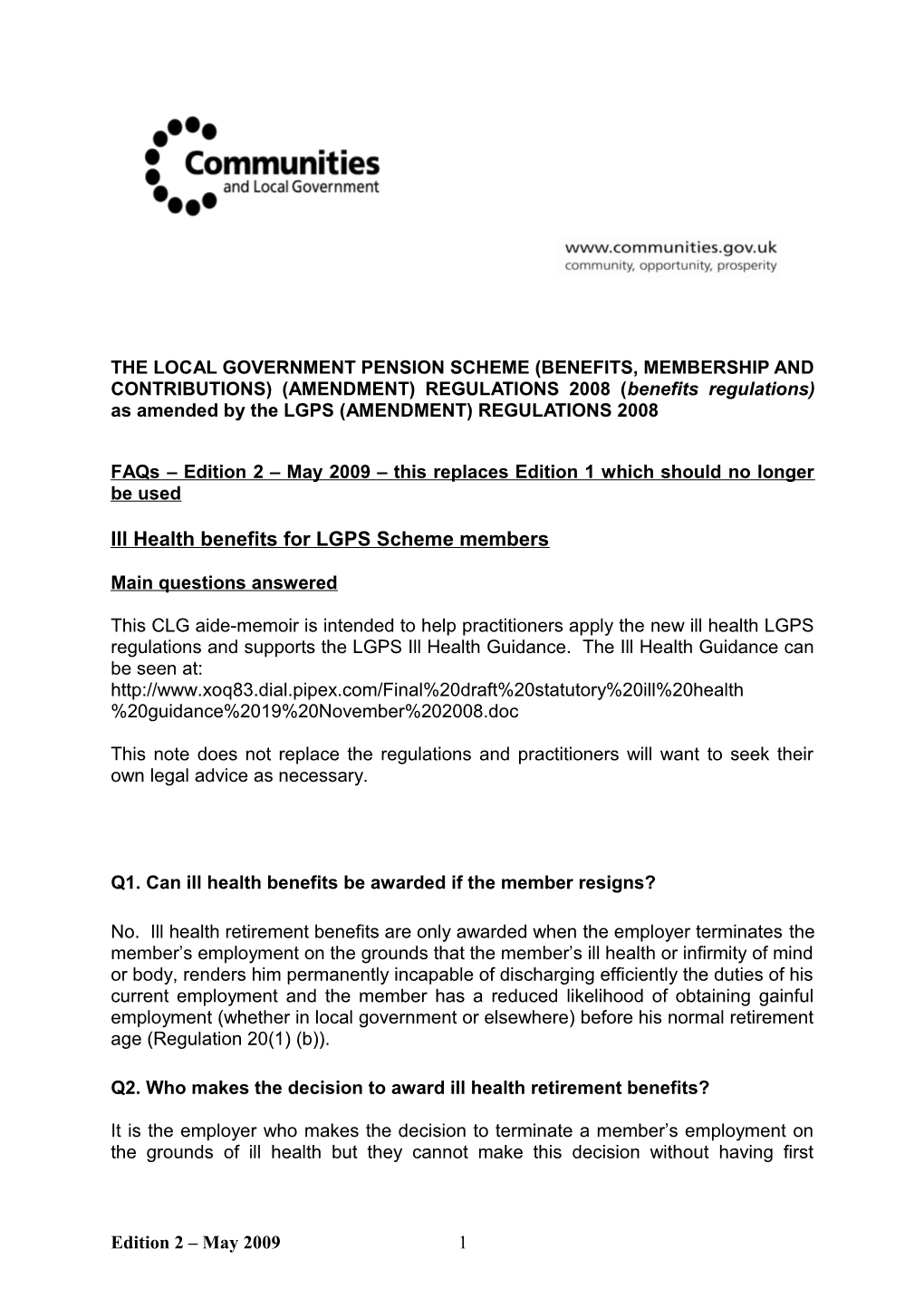 The Local Government Pension Scheme (Benefits, Membership and Contributions) (Amendment)
