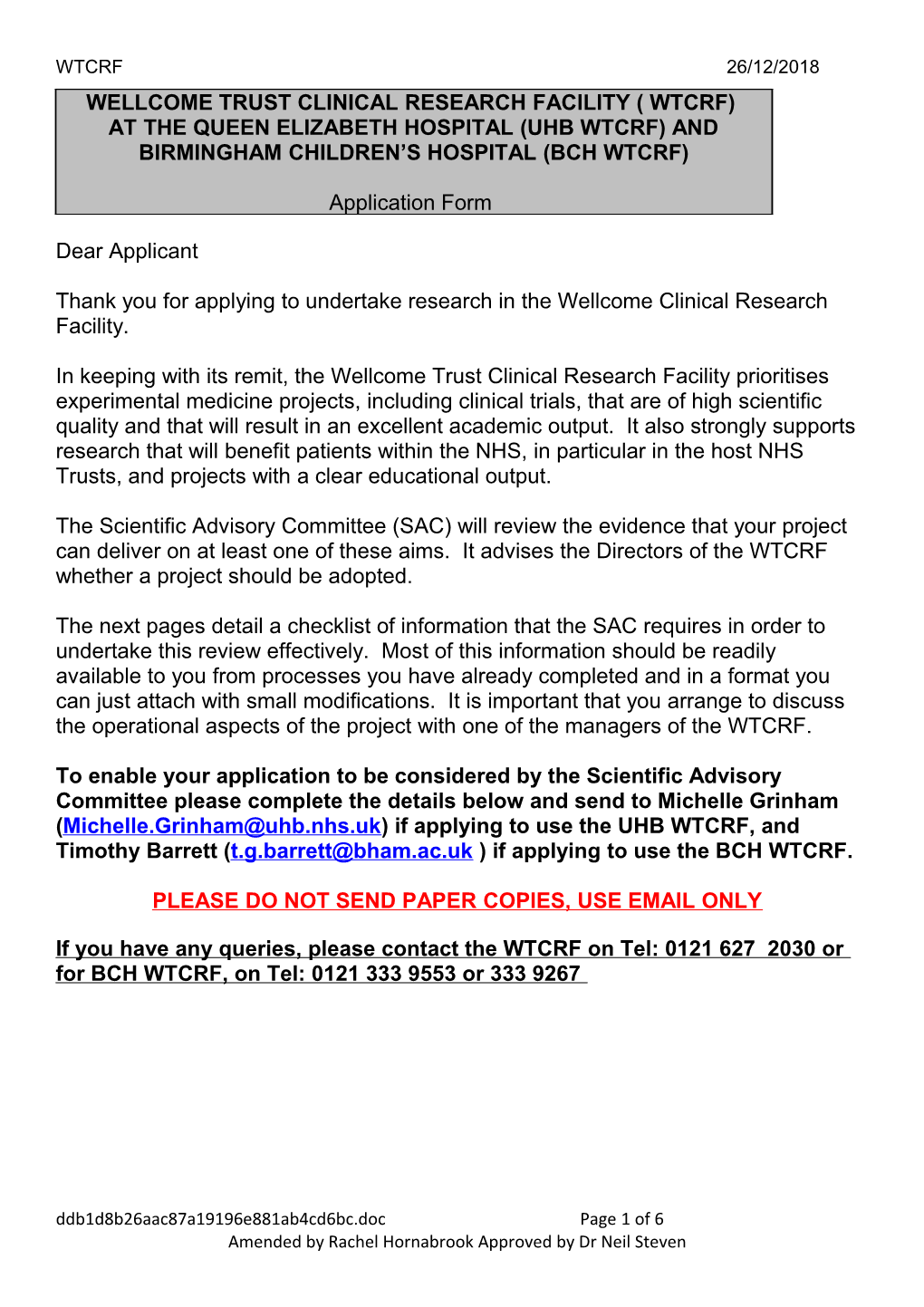 Wellcome Trust Clinical Research Facility ( Wtcrf)