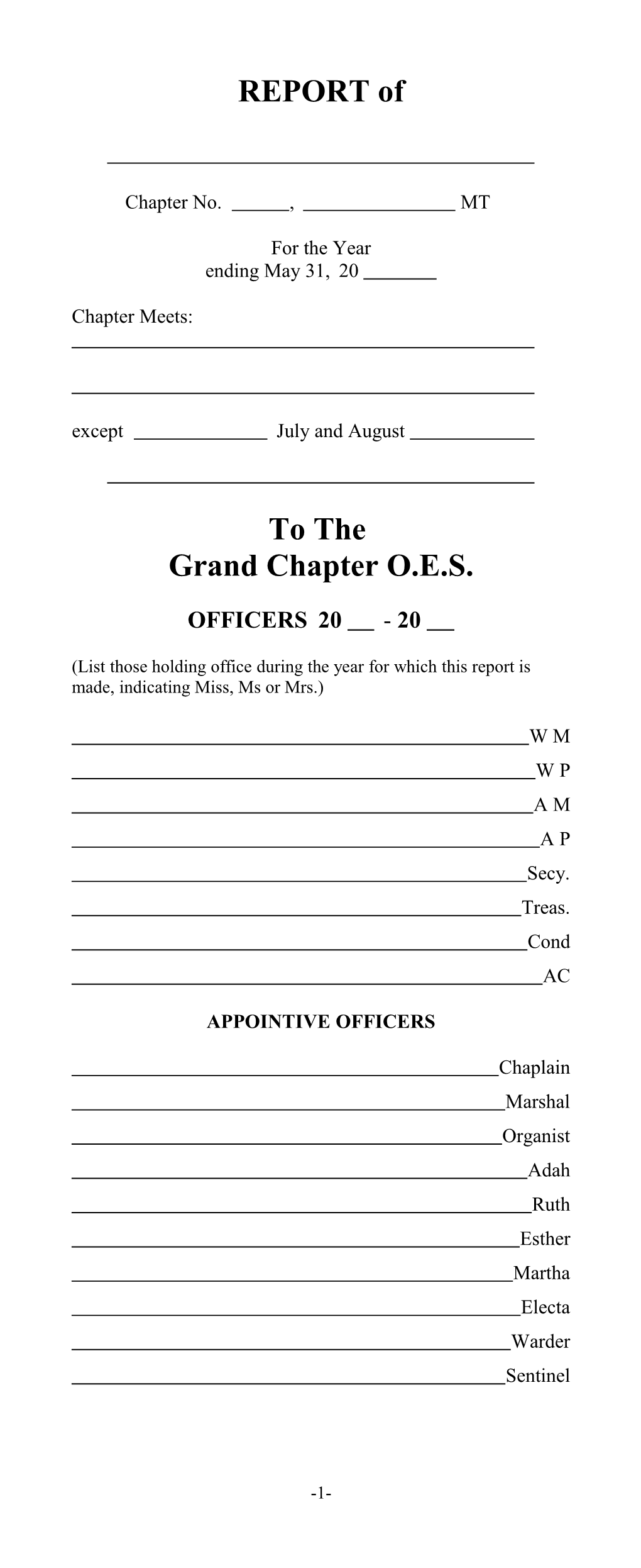 Grand Chapter O.E.S