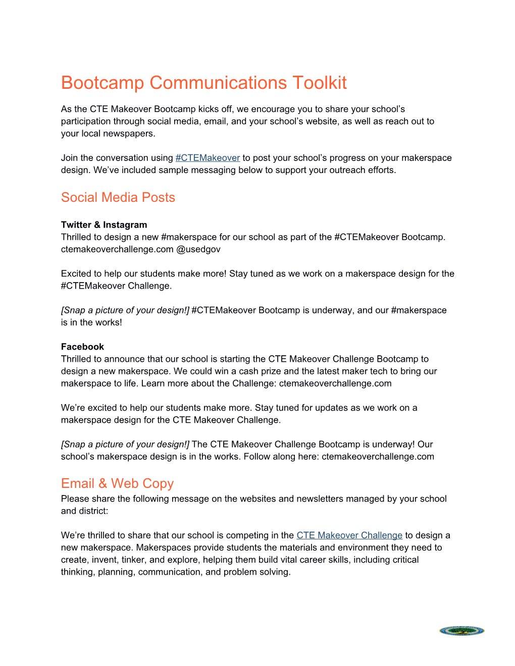 Bootcamp Communications Toolkit