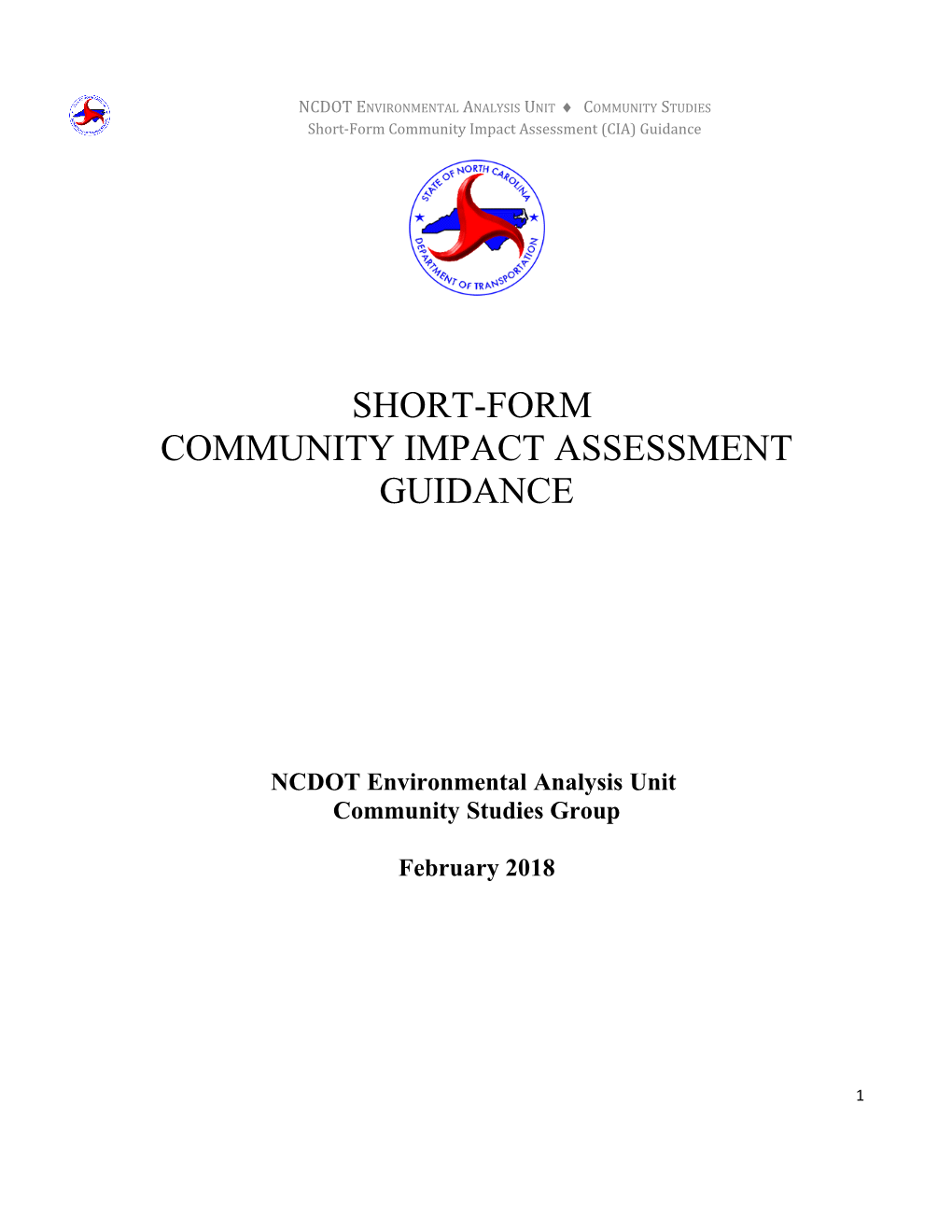 Short-Form Community Impact Assessment (CIA) Guidance