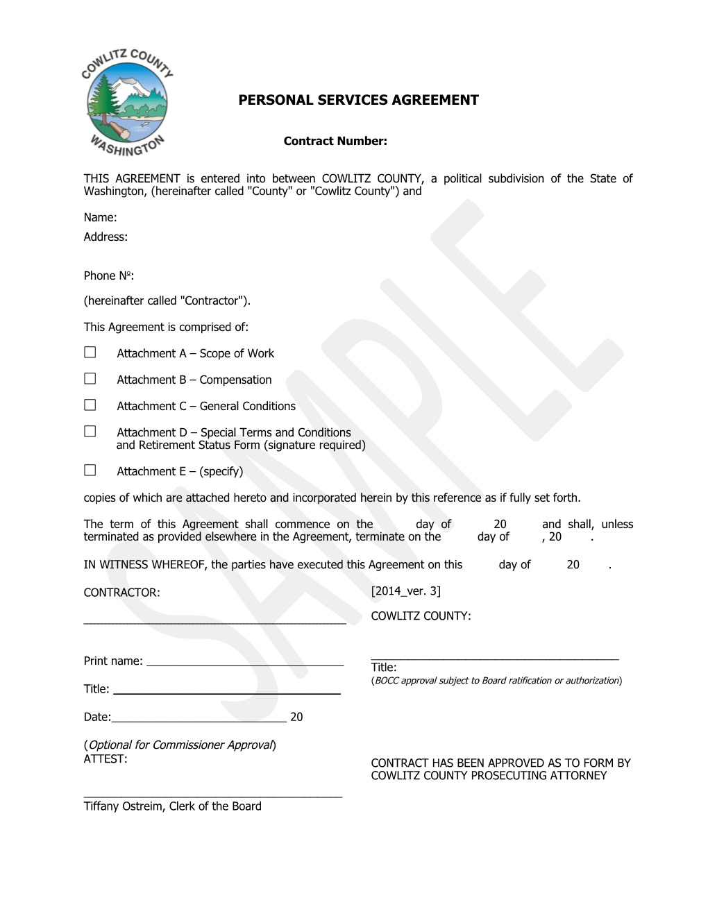 Personal Services Agreement (Generic)