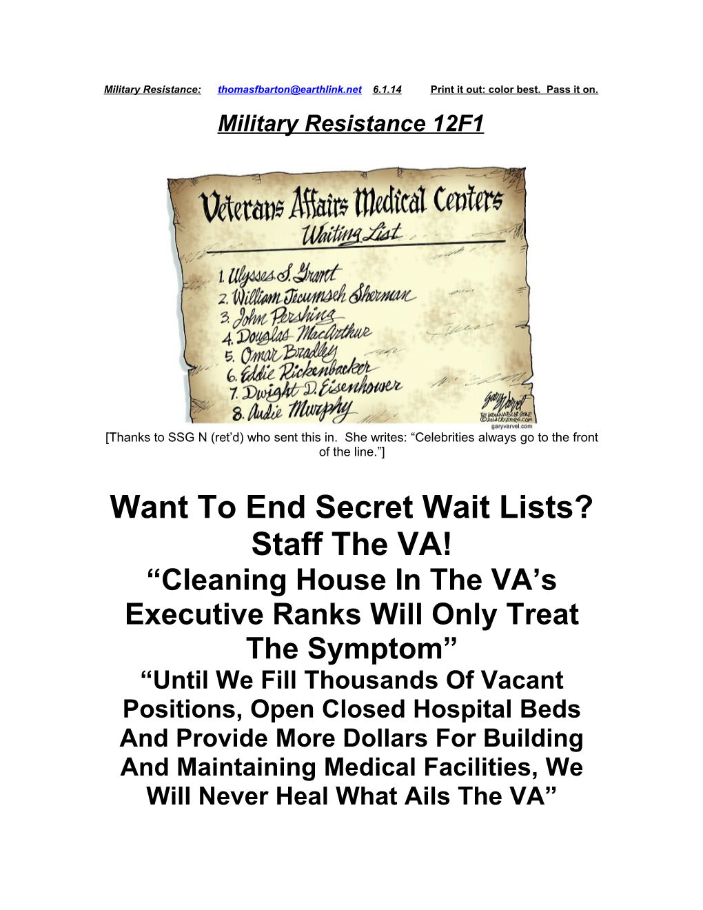 Want to End Secret Wait Lists? Staff the VA!
