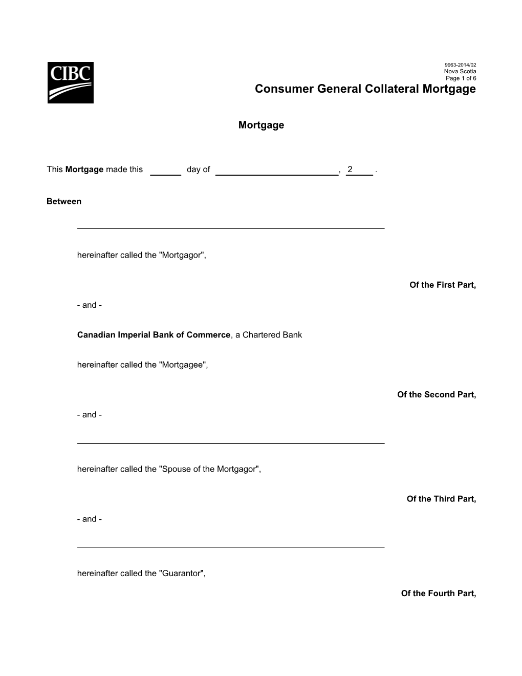Consumer General Collateral Mortgage - Charge/Mortgage (9963 Nova Scotia-2014/12)