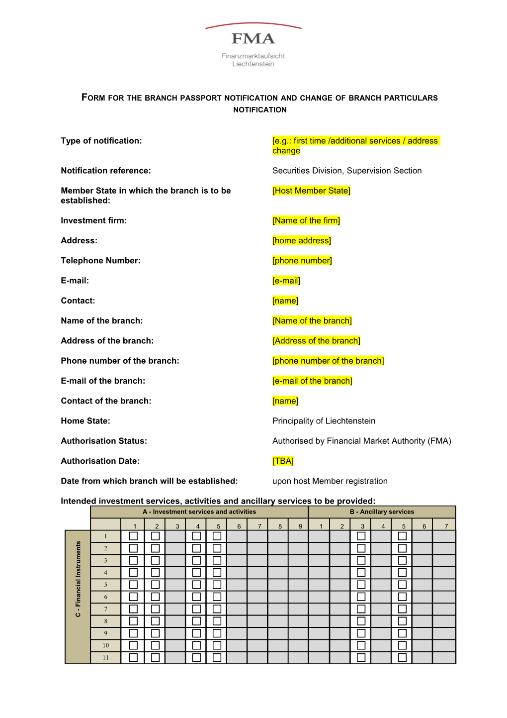 Schedule to Notification Dated Date of Letter Pursuant to Article 32 of the Markets In