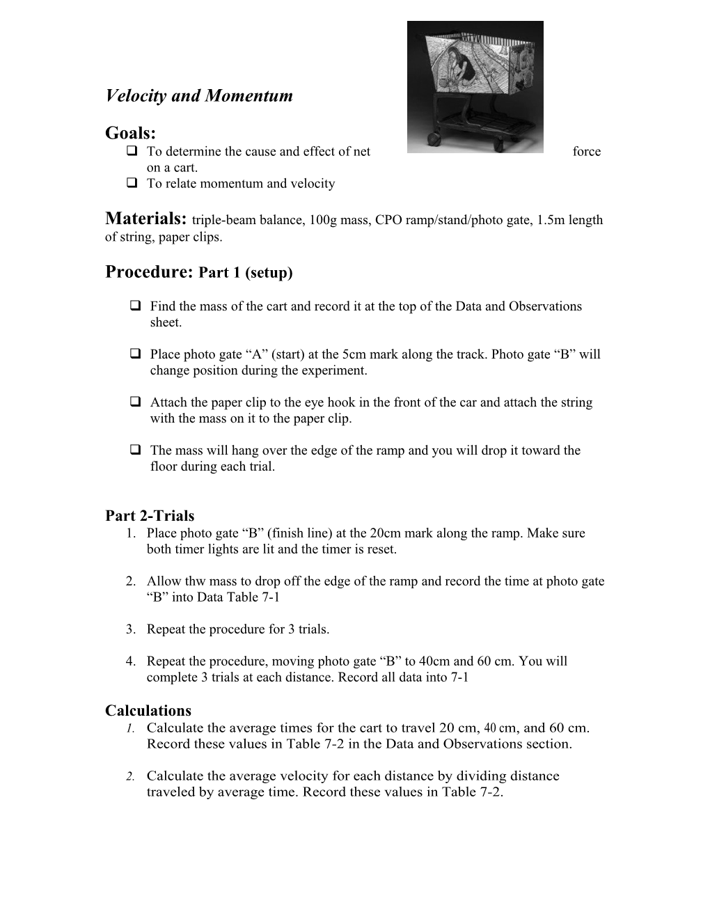 Velocity and Momentum