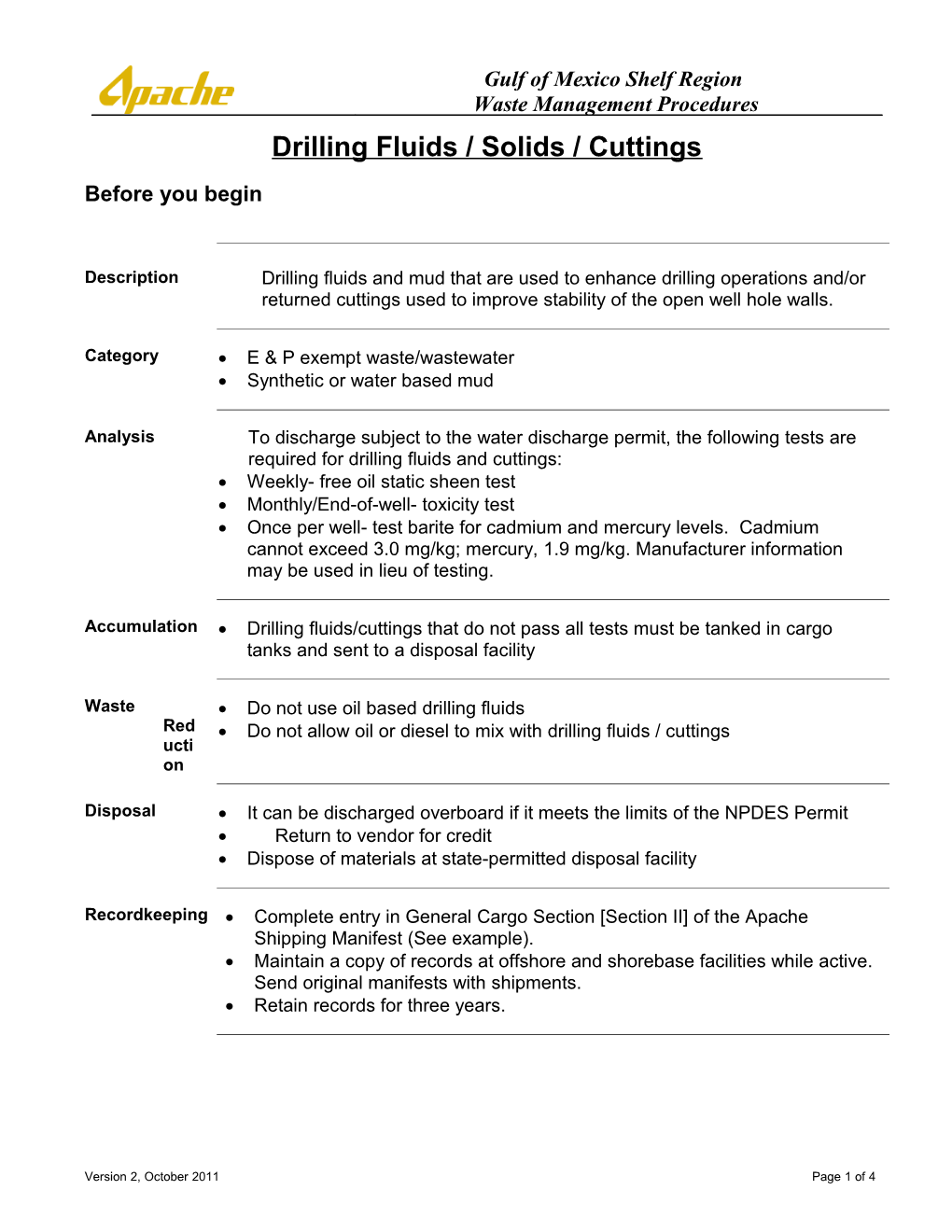 Drilling Fluids / Solids