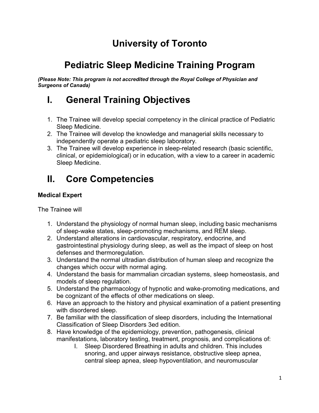 Pediatric Sleep Medicine Training Program